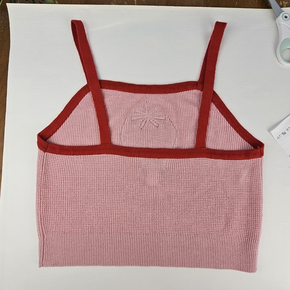 Sweet Society Embriodered Strawberry Woven Knit Sweater Tank Top Size M - Picture 6 of 11